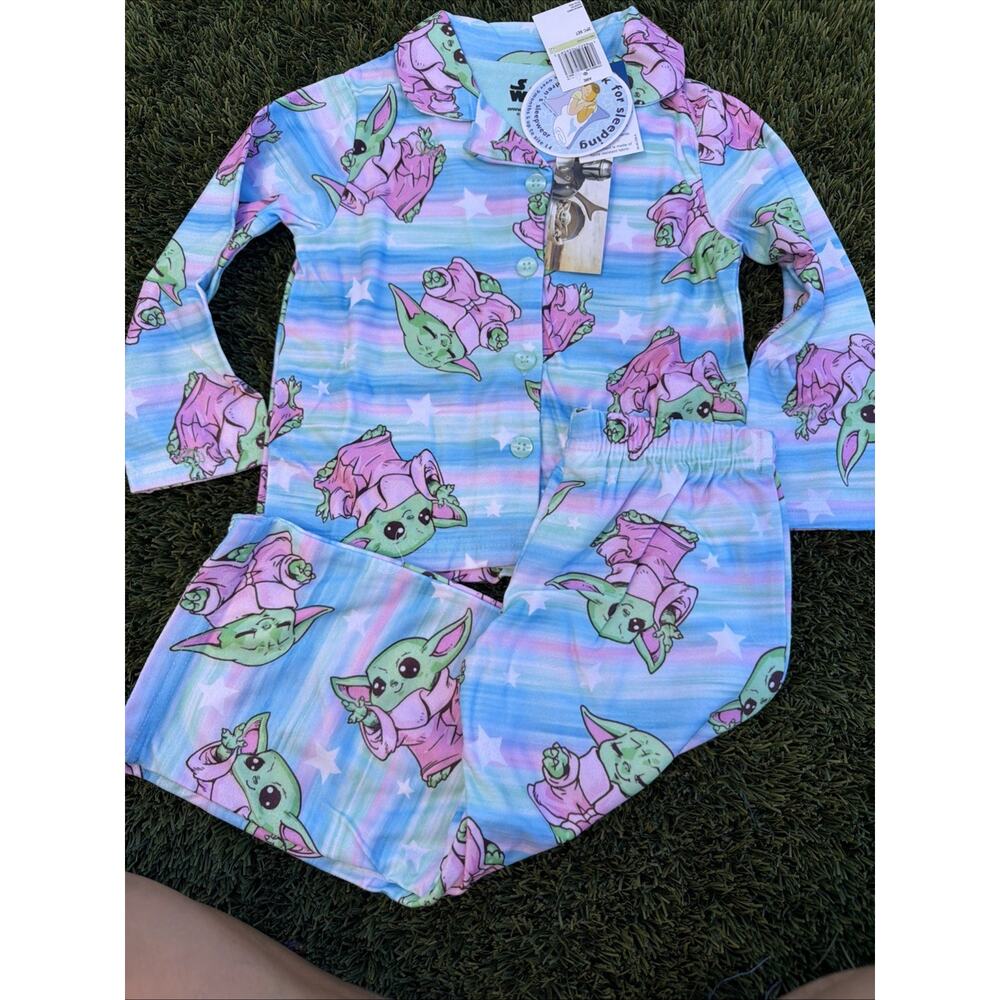 Star Wars Girls Long Sleeve Flame Resistant Baby Yoda Grogu Pajama Set Size 4